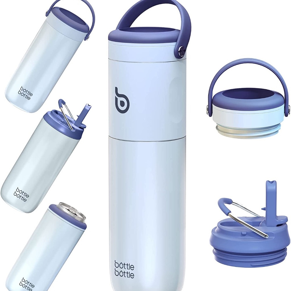 BOTTLE BOTTLE Insulated Water Bottle for Sports with Straw,2 lids,18oz 3IN1 BLUE